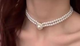 Colar perolas 2 voltas tipo camafeu retro p festas, casamento... Colar perolas 2 voltas tipo camafeu retro p festas, casamento...