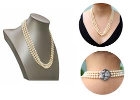 Colar Perolas 3 Fios Francês Vintage Art Déco Noiva Madrinha