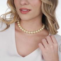 Colar Pérolas Amarela Grande Banhada a Ouro 18K