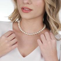 Colar Pérolas Branca Banhada a Ouro 18K