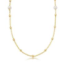 Colar pérolas e esferas com fecho boia 60cm