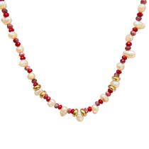Colar pérolas e jade natural vermelha Colar pérolas e jade natural vermelha