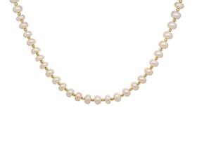 Colar Perolas Naturais 6,8mm Rose Fio Entremeios Ouro 18K Colar Perolas Naturais 6,8mm Rose Fio Entremeios Ouro 18K