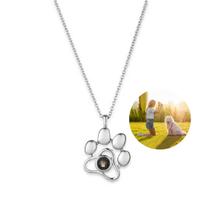 Colar personalizado com projeção de imagem Cat Dog Paw Silver Colar personalizado com projeção de imagem Cat Dog Paw Silver