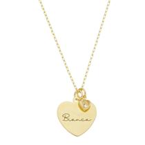 Colar Personalizado Coração com Nome e Cristal Banhado em Ouro 18K - Vovó Colar Personalizado Coração com Nome e Cristal Banhado em Ouro 18K - Vovó