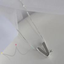 Colar Personalizado Letra Cravejada - Prata