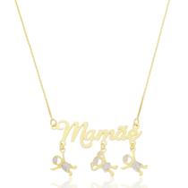 Colar Personalizado Mamãe Dois Meninos e Uma Menina Banhado a Ouro 18K Colar Personalizado Mamãe Dois Meninos e Uma Menina Banhado a Ouro 18K