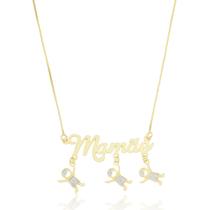 Colar Personalizado Mamãe Três Meninos Banhado a Ouro 18K Colar Personalizado Mamãe Três Meninos Banhado a Ouro 18K