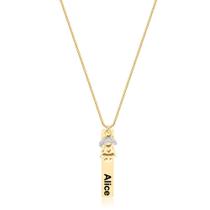 Colar Personalizado Placa Com Nome E Pingente Menina Banhado Em Ouro 18K