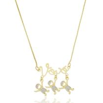 Colar personalizado vovó Três NETINHOS banhado a ouro 18K Colar personalizado vovó Três NETINHOS banhado a ouro 18K