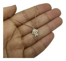 Colar Pet Dog Pedra Zirconia Dourado Ouro 18k Semijoia -
