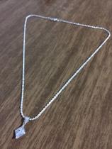 Colar Ping. Ponto Luz Prata Maciça 925 Cordão Baino 45 Cm Colar Ping. Ponto Luz Prata Maciça 925 Cordão Baino 45 Cm