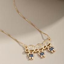 Colar Pingente 03 Filhos (03 Meninos) Banhado Ouro 18K