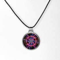 Colar pingente arte psicodelica fractal universo resinado