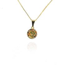 Colar Pingente árvore Da Vida Com Zircônias Coloridas Folheado A Ouro 18k Colar Pingente árvore Da Vida Com Zircônias Coloridas Folheado A Ouro 18k