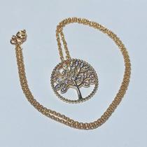 Colar Pingente Árvore Vida 3 Ouros Dour Semijoia Lizzy Fatin