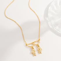 Colar Pingente Canga 2 Filhos Banhado Ouro 18K, Semi jóia