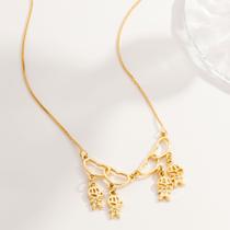 Colar Pingente Canga 4 Filhos Banhado Ouro 18K, Semi jóia