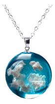 Colar Pingente Céu Azul Com Nuvens Brancas