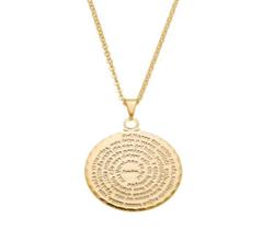Colar Pingente Circular Pai Nosso Banhado em Ouro 18K