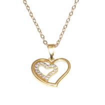 Colar Pingente Coração Duplo Folheado A Ouro 18K Colar Pingente Coração Duplo Folheado A Ouro 18K