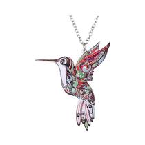 Colar Pingente De Beija-flor Colorido Em Acrílico Para Mulheres, Choker De Pássaro Voador Adorável,