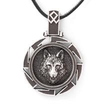 Colar: pingente de medalhão HAQUIL Wolf Slavic Kolovrat Colar: pingente de medalhão HAQUIL Wolf Slavic Kolovrat