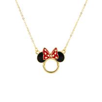 Colar Pingente Dourado Formato Minnie 2.5x2.5cm - Disney