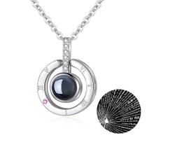 Colar Pingente Eu Te Amo Projeção 100 Línguas Idiomas Prata