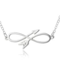 Colar Pingente Feminino Gold Infinito Flecha E Laço Aço Inox