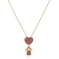Colar Pingente Filha Cravejado Zircônias Menina Banhado Ouro