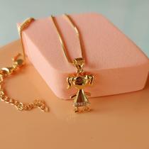 Colar pingente filha menina corrente cordão p/ mães folheada Colar pingente filha menina corrente cordão p/ mães folheada
