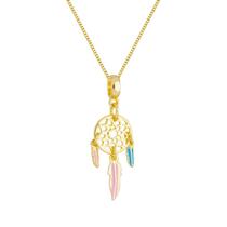 Colar Pingente Filtro dos Sonhos Banhado a Ouro 18k Colar Pingente Filtro dos Sonhos Banhado a Ouro 18k