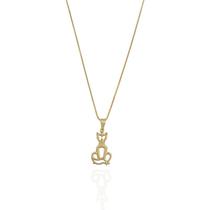 Colar Pingente Gatinha Espelhada Banho Ouro 18K