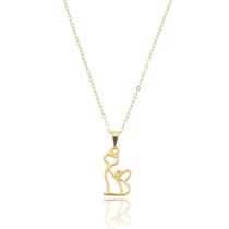 Colar Pingente Gatinho Vazado Banhado a Ouro 18K Colar Pingente Gatinho Vazado Banhado a Ouro 18K