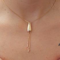 Colar Pingente Gota Com Detalhes Folheado A Ouro