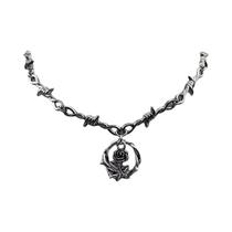 Colar Pingente Gótico Rosa Espinhosa Minimalista Hip Hop Presente Para Festa