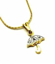 Colar Pingente Guarda-chuva Cravejado Banho De Ouro 18k 2649