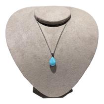 Colar Pingente Howlita Turquesa Gota e Corrente Aço