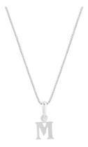 Colar Pingente Inicial Letra M Chapa Prata 925 Colar Pingente Inicial Letra M Chapa Prata 925