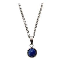 Colar Pingente Lapis Lazuli 8mm e Corrente Aço Cor:Azul
