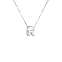 Colar Pingente Letra R Banhado a Prata 925 Colar Pingente Letra R Banhado a Prata 925