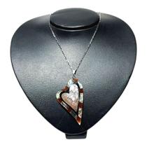 Colar Pingente Madreperola e Abalone Coração e Corrente Aço