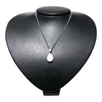 Colar Pingente Madreperola Gota e Corrente Aço