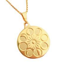 Colar Pingente Mandala Lunar Fases Da Lua Banhado A Ouro 18k