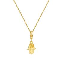 Colar Pingente Mão Hamsá Banhado a Ouro 18k