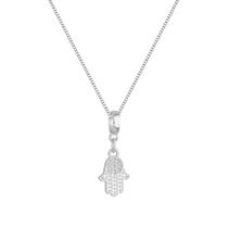 Colar Pingente Mão Hamsá Banhado a Prata 925 Colar Pingente Mão Hamsá Banhado a Prata 925