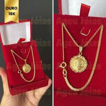 Colar Pingente Medalha Escrava Trabalhada 40cm Bismark Esteira