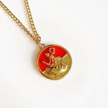 Colar Pingente Medalha Iansã Banhado A Ouro Amarelo