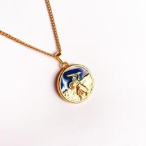 Colar Pingente Medalha Orixá Corrente 60 Cm Dourado - Ogum Colar Pingente Medalha Orixá Corrente 60 Cm Dourado - Ogum